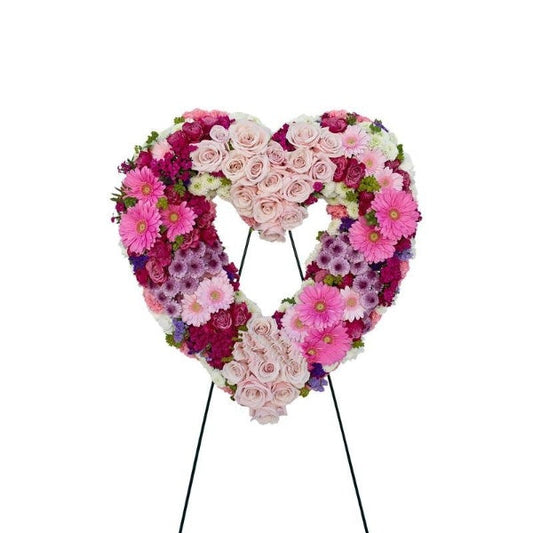 Pink Renaissance Heart Wreath Easel Spray