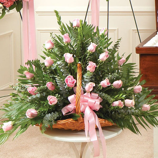 Bloom in Pink Fireside Sympathy Basket