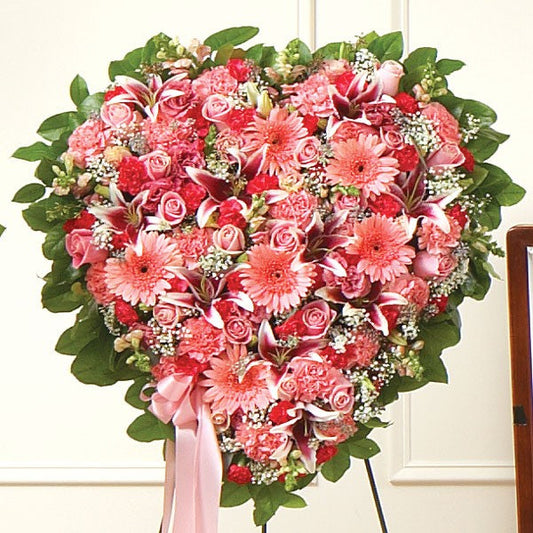 Bloom in Pink Full Heart Easel Standing Wreath