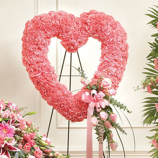 Bloom in Pink Open Heart Easel Standing Wreath