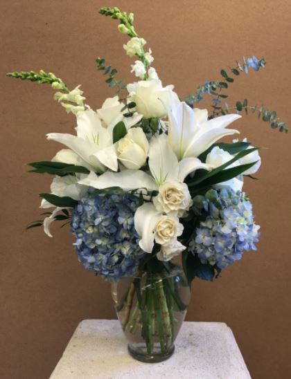 Ocean Breeze White & Blue Sympathy Vase